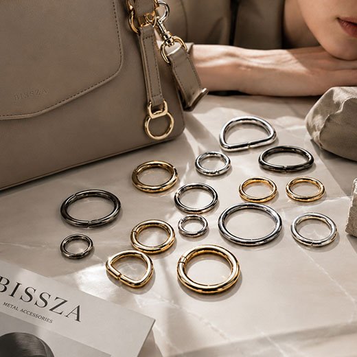 D-rings and round metal rings for handbag straps, belt attachments and leather craft projects - BISSZA