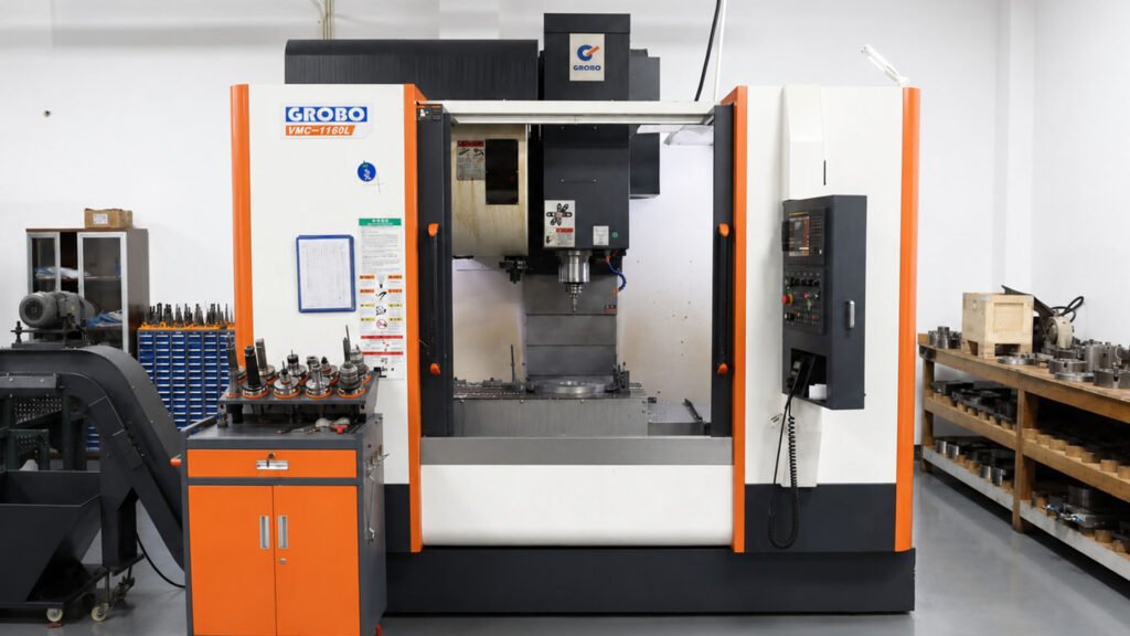 Metal stamping press machine for custom leather hardware production in manufacturing facility